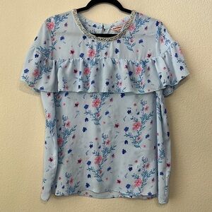 Blue floral Juicy Couture blouse. Size Xl EUC
